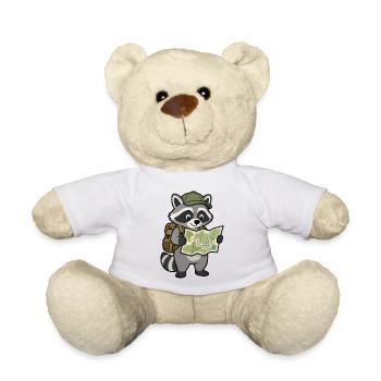 Raton laveur errant avec carte - Nounours - blanc - Devant