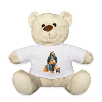 Glamour cat in streetwear jungle - Teddy Bear - white - Front
