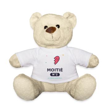 Moitié Nº2 Cœur Esquissé Rigolo - Nounours - blanc - Devant