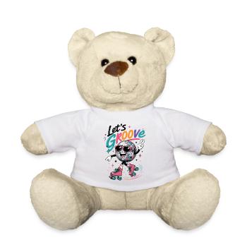 Let's Groove Disco auf Rollschuhen Retro  - Teddy - Weiß - Vorne