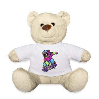 Teddy bear on a skateboard Neon - Teddy Bear - white - Front