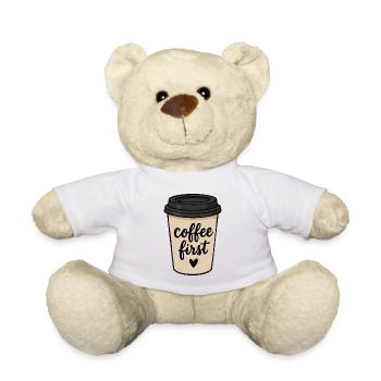 Petit autocollant mignon du premier gobelet à emporter pour le café - Nounours - blanc - Devant
