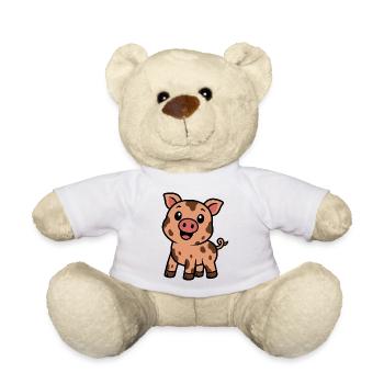 Dirty happy piggy - Teddy Bear - white - Front