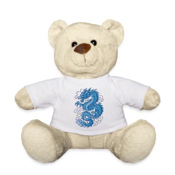 Blue Asian Dragon Tattoo Design - Teddy Bear - white - Front