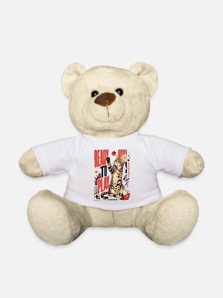 Ready to Play – Playing Bengal Cat in Action - Teddy Bear - white