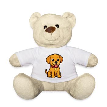 Chiot Pixel avec ruban rouge - Nounours - blanc - Devant