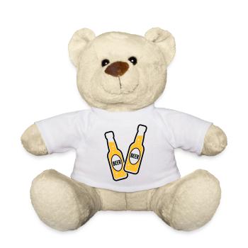 2 Toasting Beer Bottles (Beery / POS 2C) - Teddy Bear - white - Front
