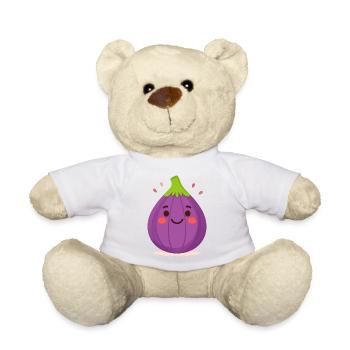 Figue Kawaii violette – Art d’illustration de fruits sucrés - Nounours - blanc - Devant