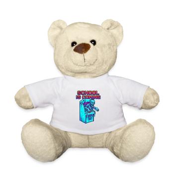 School Is Coming Zombie Pixel Art Arcade - Teddy Bear - white - Front