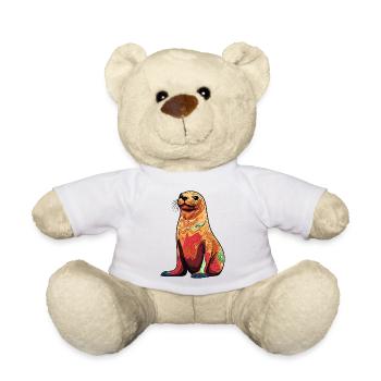 Bunter Seelöwen-Illustration - Teddy - Weiß - Vorne