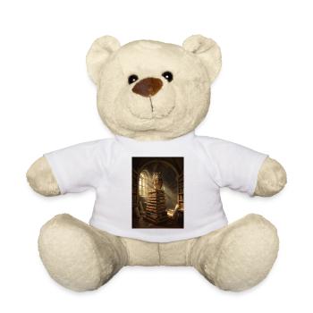 Eule oben auf dem Stapel der antiken Bibliothek - Teddy - Weiß - Vorne