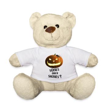 Süßes oder Saures - Kürbis mit Spinne - Teddy - Weiß - Vorne