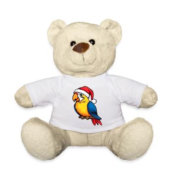Vogel Weihnachten / Weihnachtsmann Papagei - Teddy - Weiß - Vorne