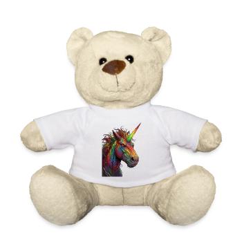 Zorniges Regenbogen Einhorn Comic Design - Teddy - Weiß - Vorne