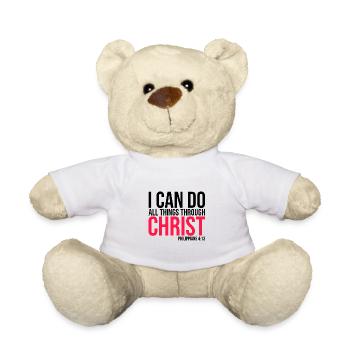 Cadeau - Chemise Jésus avec dictons Philippiens 4, 13 - Nounours - blanc - Devant
