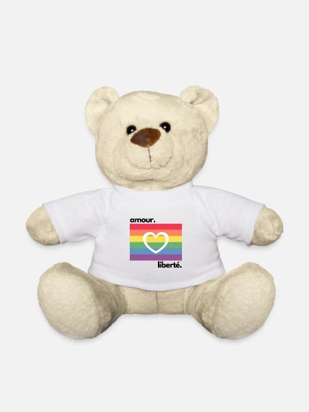 LGBT Flag Love Gay Freedom - Teddy Bear - white