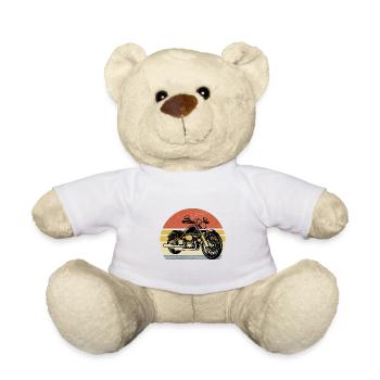 Moto rétro Motard Motard Moto B - Nounours - blanc - Devant