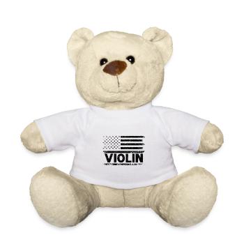 Drapeau américain USA Instrument violoniste Viole de viole - Nounours - blanc - Devant