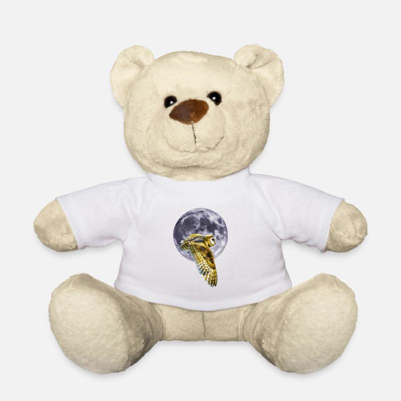 Owl and Moon - Teddy Bear - white