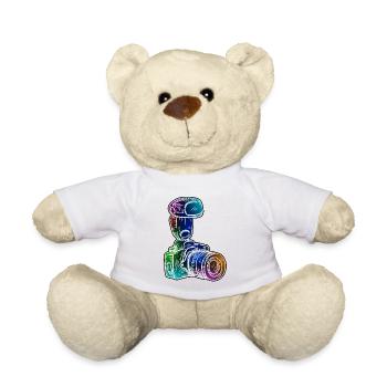 SLR camera with flash - Teddy Bear - white - Front