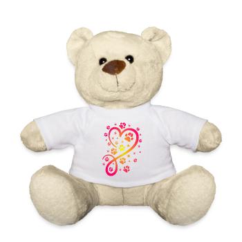 Herz mit Pfötchen und Sternen - Teddy - Weiß - Vorne