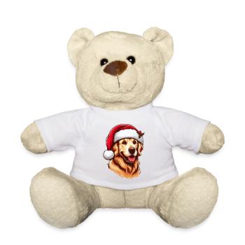 Golden Retriver Santa Claus - Teddy Bear - white - Front
