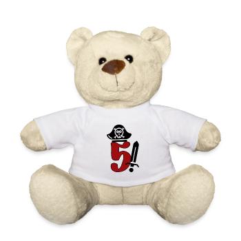 This pirate is 5 - Teddy Bear - white - Front