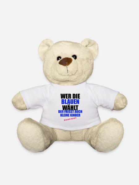 AfD stoppen gegen rechts Demokratie verteidigen - Teddy - Weiß