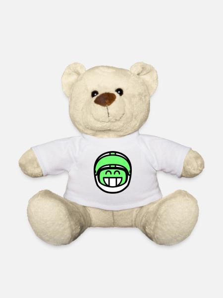 Emoticon Grin with motorcycle helmet (colors can be changed) - Teddy Bear - white