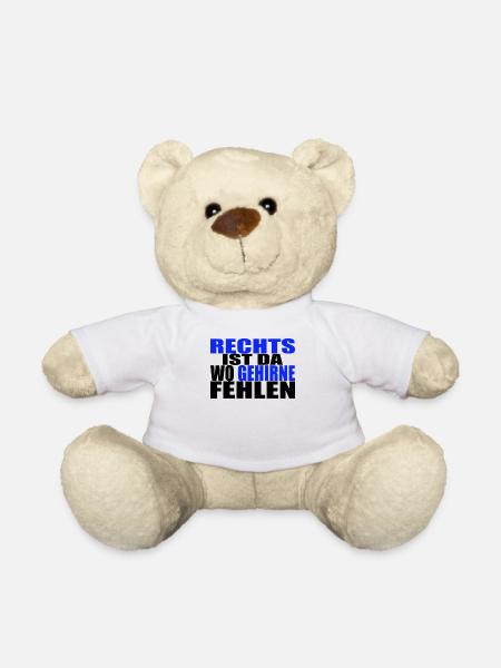 Rechts ist da wo Hirne fehlen AfD Demokratie links - Teddy - Weiß