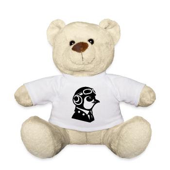 Penguin Pilot Airplane Flying Flight License - Teddy Bear - white - Front