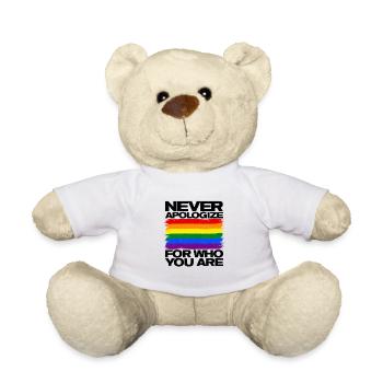 Never Apologize For Who You Are Rainbow Pride Lgbt - Teddy - Weiß - Vorne