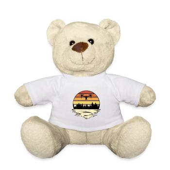 Retro Graphic Drone Flying Quadcopter Pilot RC Dro - Teddy Bear - white - Front