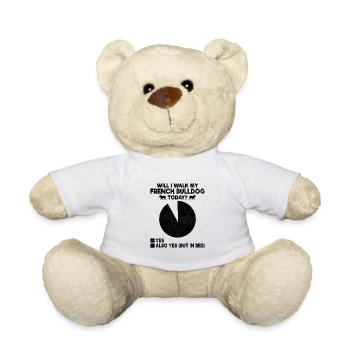 Werde ich heute mit meiner Französischen Bulldogge spazieren gehen Frenchie Hund L - Teddy - Weiß - Vorne