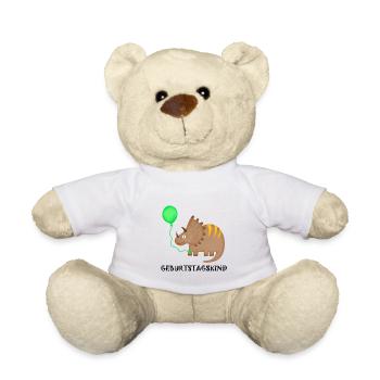 Birthday Boy Triceratops Dino Birthday - Teddy Bear - white - Front
