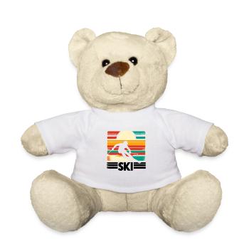 Ski rétro Skieur Ski Sports d’hiver Skis - Nounours - blanc - Devant