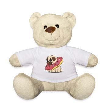 Ein dicker süßer Mops im Doughnut - Teddy - Weiß - Vorne