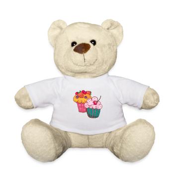 Cupcake Muffin Kuchen Backen Süßigkeiten Törtchen - Teddy - Weiß - Vorne