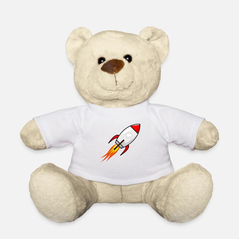 Vintage cartoon rocket - Teddy Bear - white