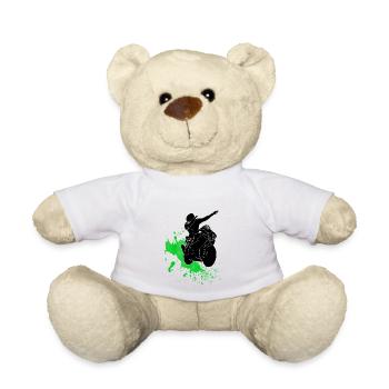 dabbender motorcycle rider - green splash gift - Teddy Bear - white - Front