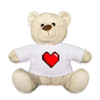 Pixel gaming heart life love - Teddy Bear - white - Front