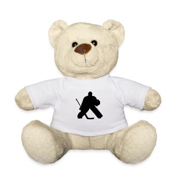 Gardien de but de joueur de hockey sur glace, gardien de but. Hockey sur glace - Nounours - blanc - Devant