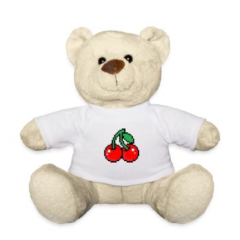 Cherry in Pixel Art Sweet Fruit - Teddy Bear - white - Front