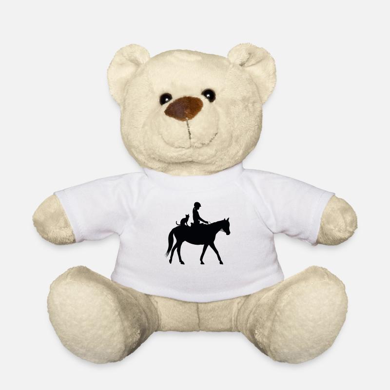 Cavalière Cheval et chat - Nounours - blanc