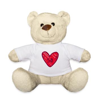 Mignon cœur rouge 50 ans 50ème anniversaire - Nounours - blanc - Devant