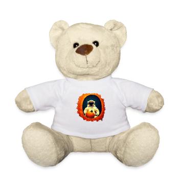 Astronaut with Pumpkin Halloween Party Space - Teddy Bear - white - Front