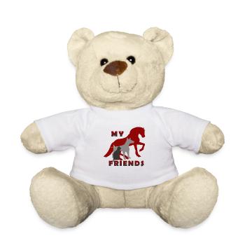 cheval, chien et chat, j’aime les animaux - Nounours - blanc - Devant