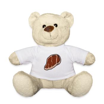 Steak Viande Boeuf Nourriture et grillades - Nounours - blanc - Devant