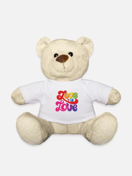 Love is Love - Pride Month - Rainbow - Teddy Bear - white