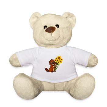 Castor au bouquet de tournesols - Nounours - blanc - Devant